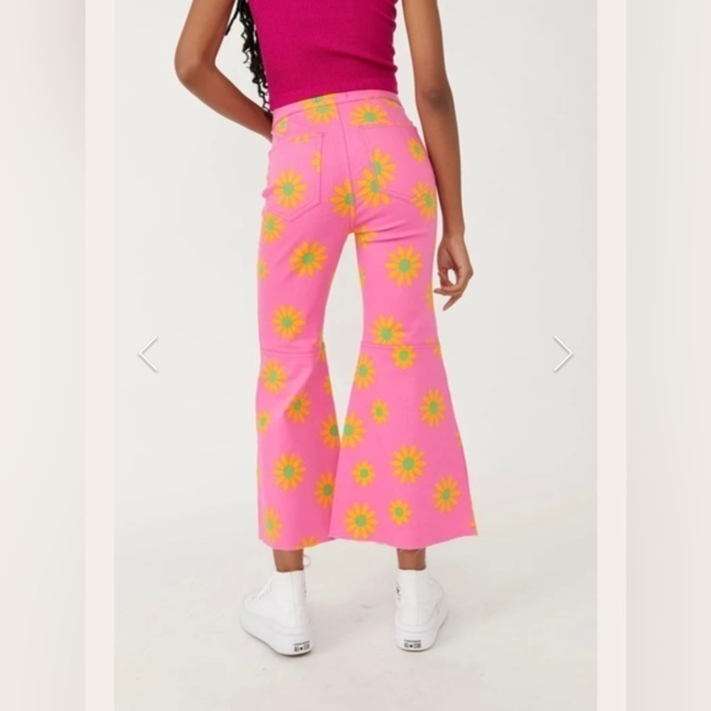 Free People Pink Floral Flare Pants - Picture 2 of 5